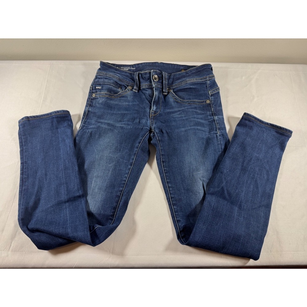 G-Star Raw Midge Saddle Mid Straight Jeans Dark Wash Size 27/32